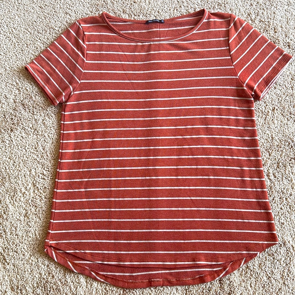 Pink clover striped button back top